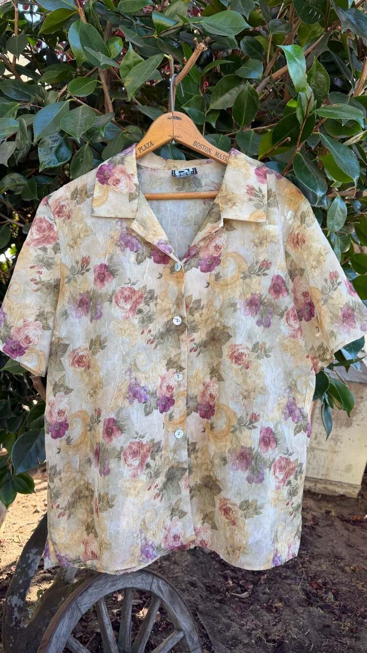 Vintage DJ & Co. by Dawn Joy Sheer Floral Button-Up Blouse